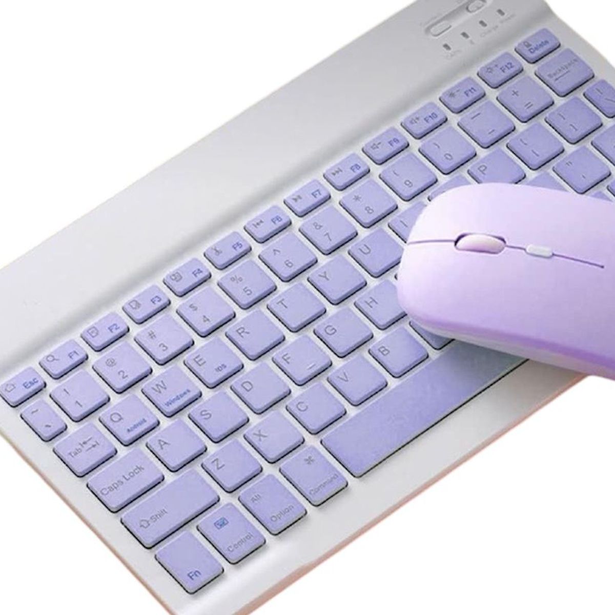GENERICO - Kit Teclado Bluetooth y Mouse Inalámbrico Recargable Color Pastel Lila