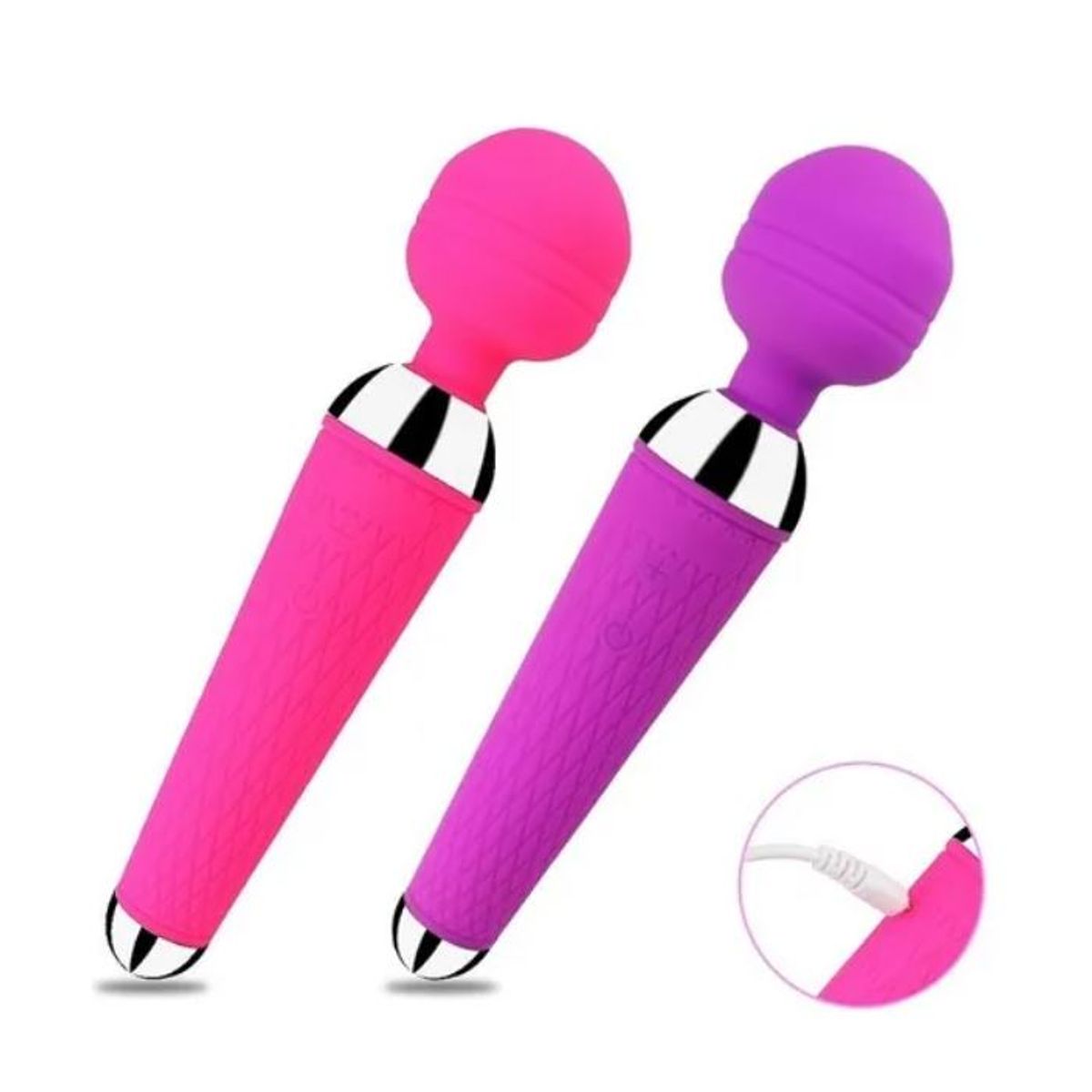 GENERICO - Vibrador Tipo Hitachi 10 Velocidades Recargable USB Rosado