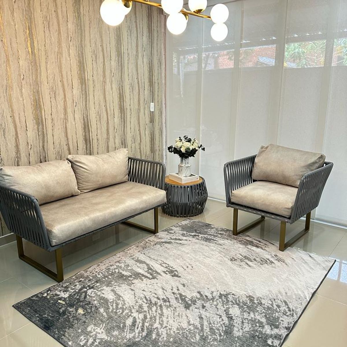 AMERICO SHOP - Tapete Decorativo Moderno 150x200 cm Diseño Gris