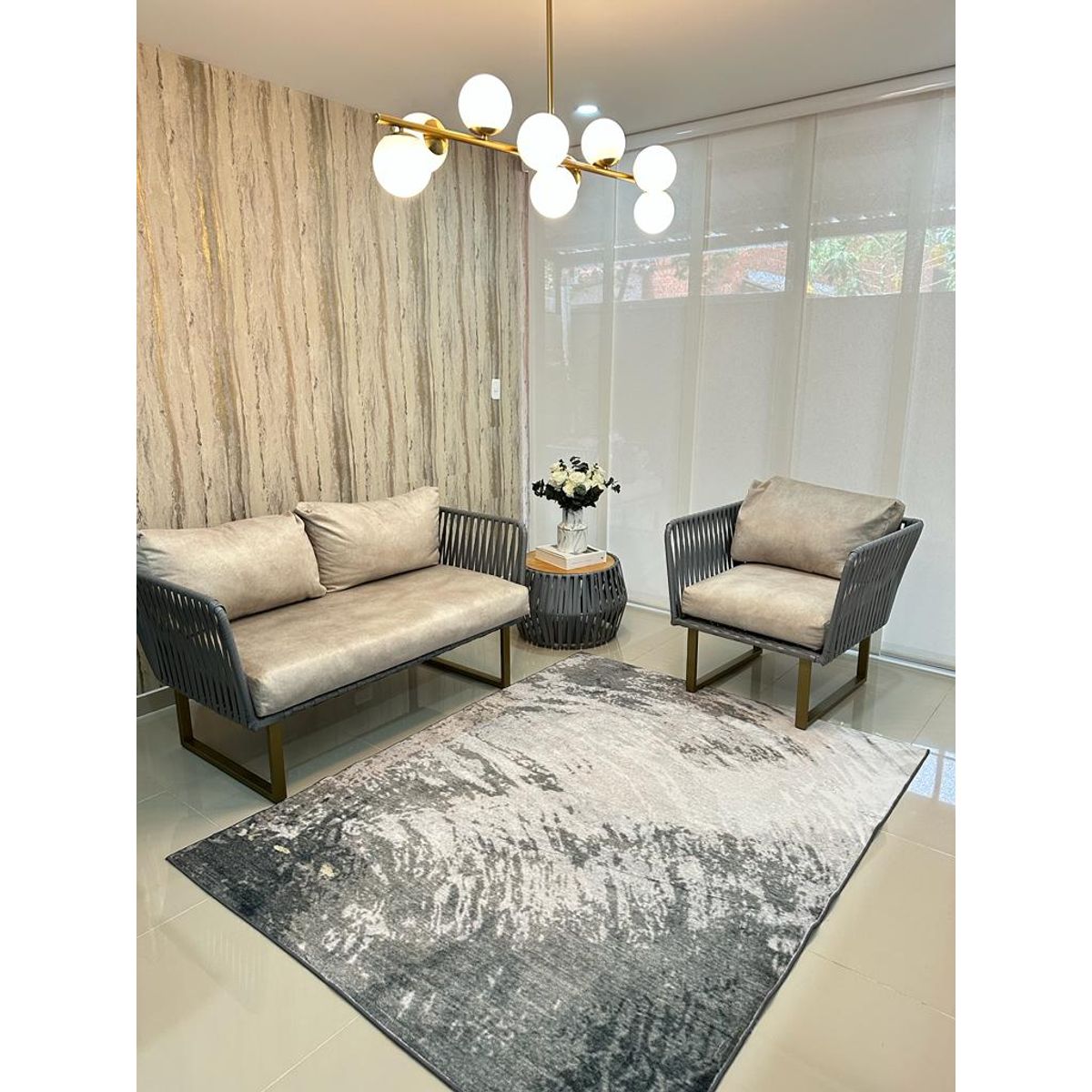 AMERICO SHOP - Tapete Decorativo Moderno 150x200 cm Diseño Gris