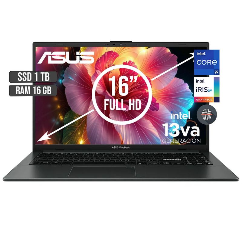 ASUS - PORTATIL ASUS INTEL CORE I9-13900H SSD 1TB RAM 16GB LED 16 FULL HD