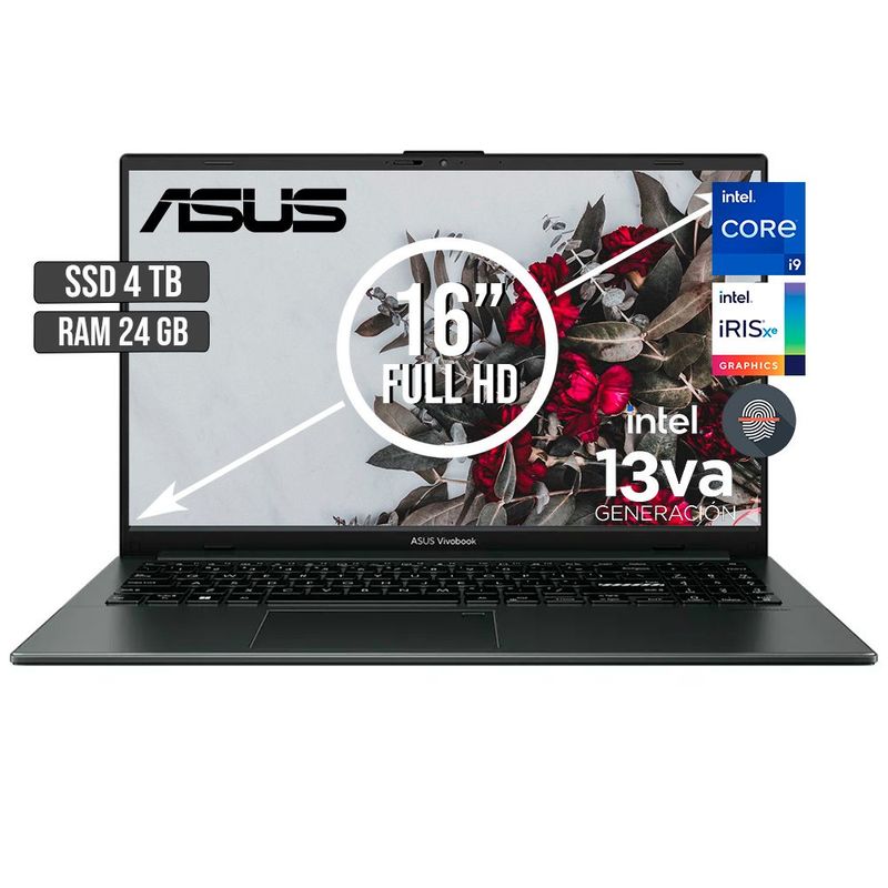 ASUS - PORTATIL ASUS INTEL CORE I9-13900H SSD 4TB RAM 24GB LED 16 FULL HD