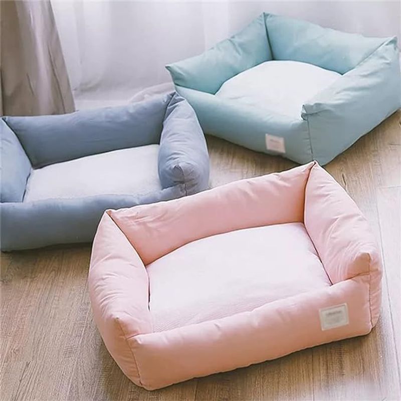 GENERICO - Cama Colchoneta Cuadrada Azul Para Mascotas Talla S