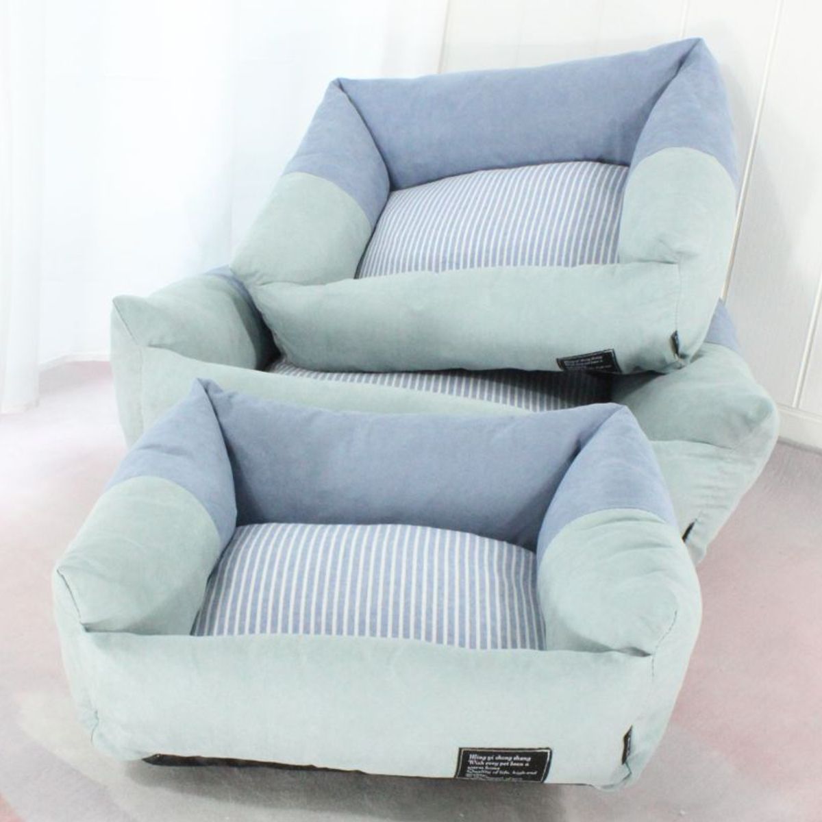 GENERICO - Cama Colchoneta Cuadrada Azul Para Mascotas Talla S