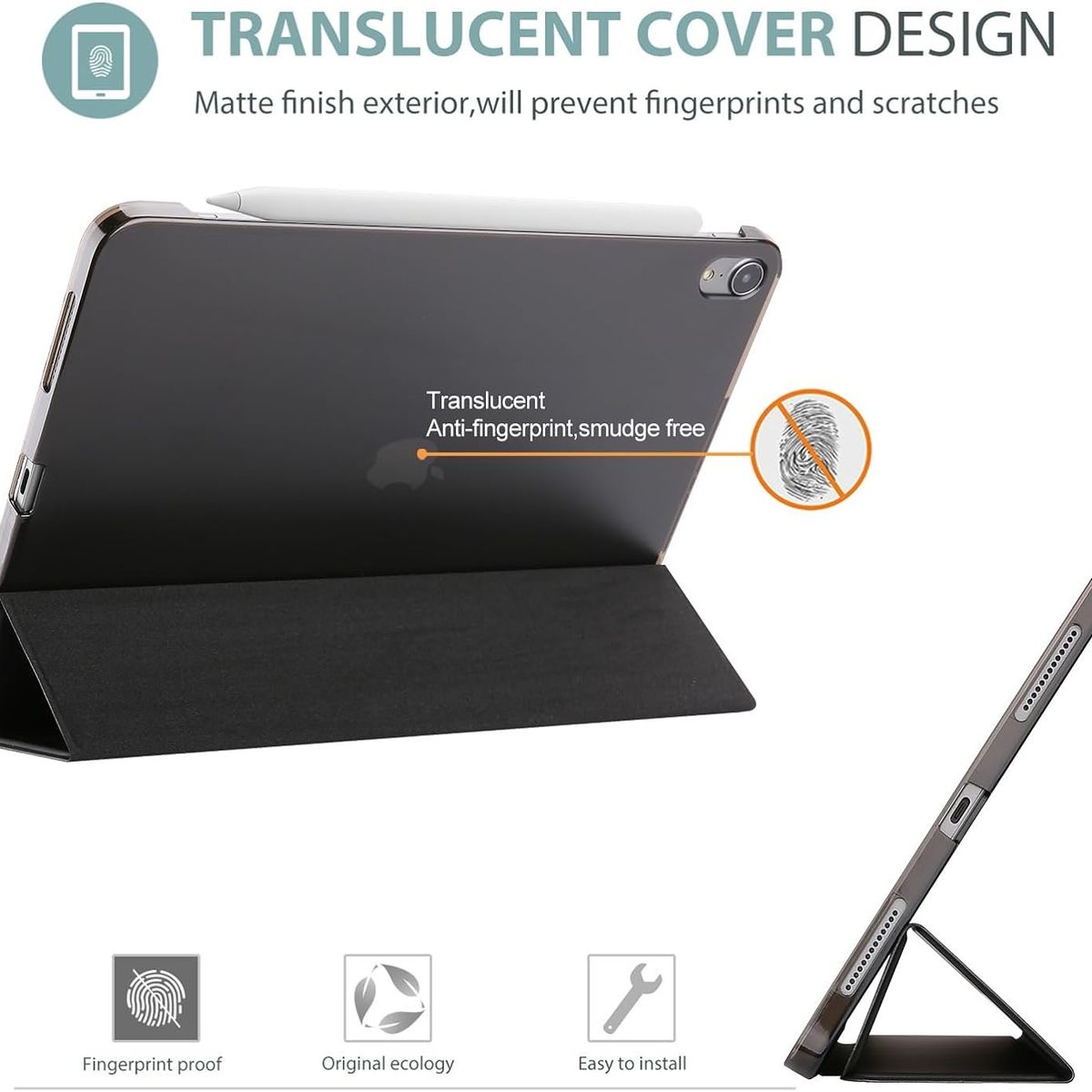 GENERICO - Estuche Para iPad Air 4 y Air 5 de 10.9 + Protector Cerámico - Negro