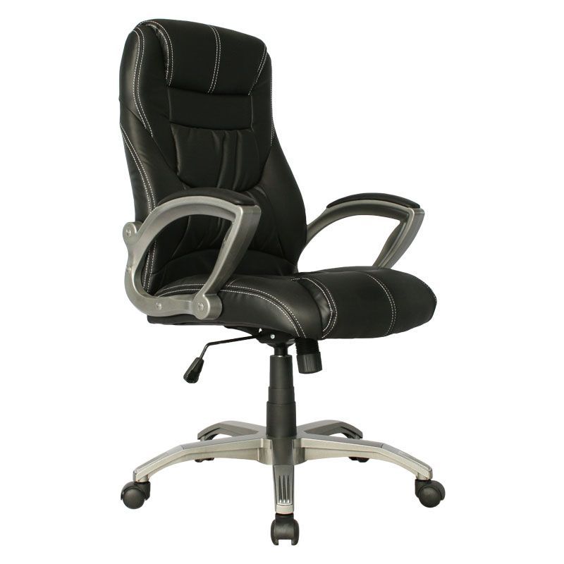 GENERICO - SILLA VERONA BASE NYLON  ASIENTO Y ESPALDA EN CUERO SINTETICO NEGRO