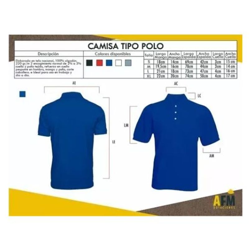 AFM - CAMISETA POLO UNISEX TALLA S A XL POR UND