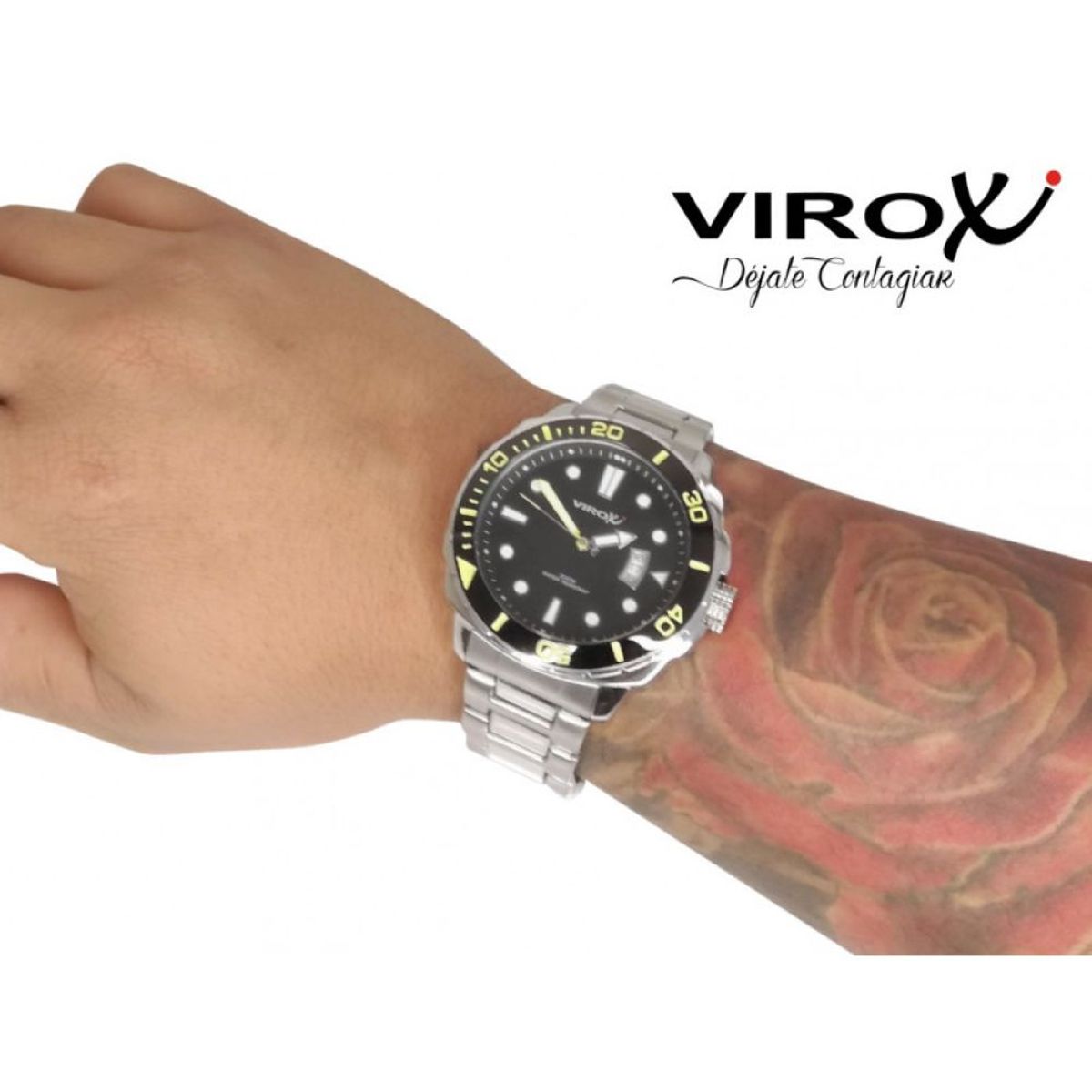 VIROX - RELOJ VIROX DE ACERO HOMBRE  AMARILLO CON INDICADORES LUMINISCENTES