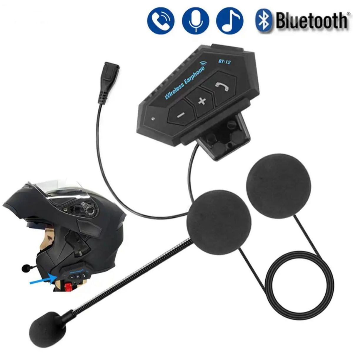 ONE PIXEL - Intercomunicador Moto Auriculares Casco Bluetooh ONE PIXEL