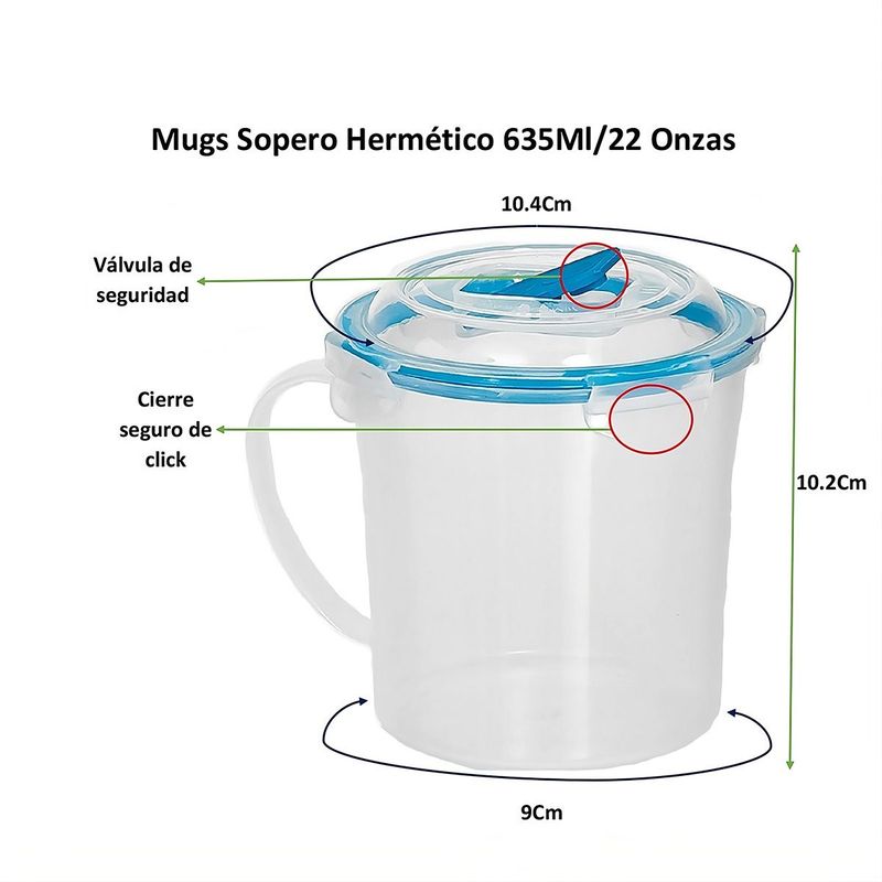 PERSAL - Contenedor Persal Hermético Mug Sopero 635 Ml Libre De Bpa