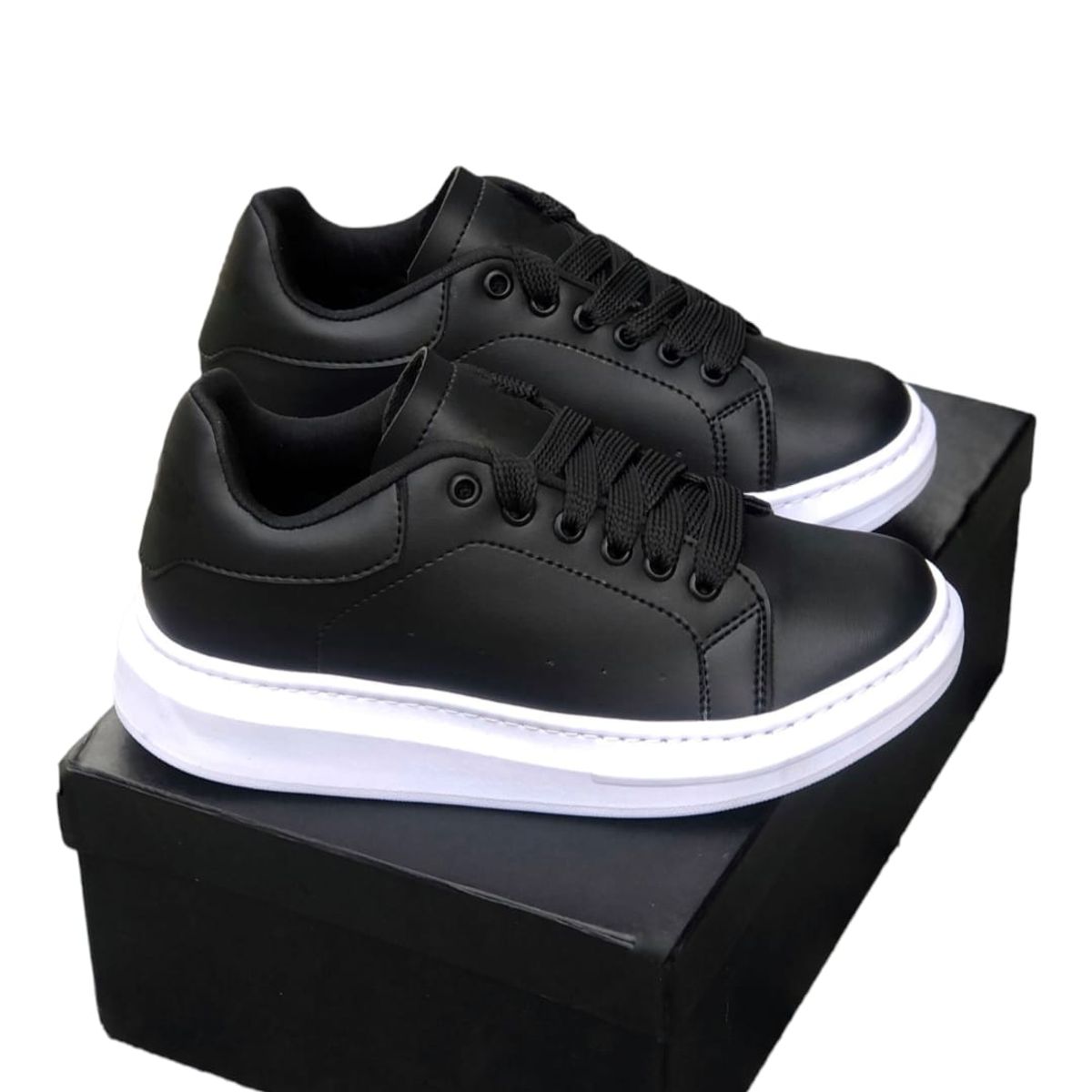 EVEGONZ - Tenis Casual Negro Calzado Cómodo Zapatos Planos