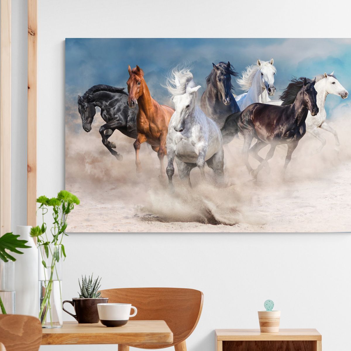 TAYRONA STORE - Cuadro En Lienzo Para Comedor Caballos 123 100x70cm