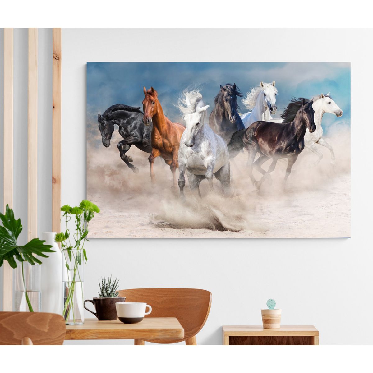 TAYRONA STORE - Cuadro En Lienzo Para Comedor Caballos 123 100x70cm