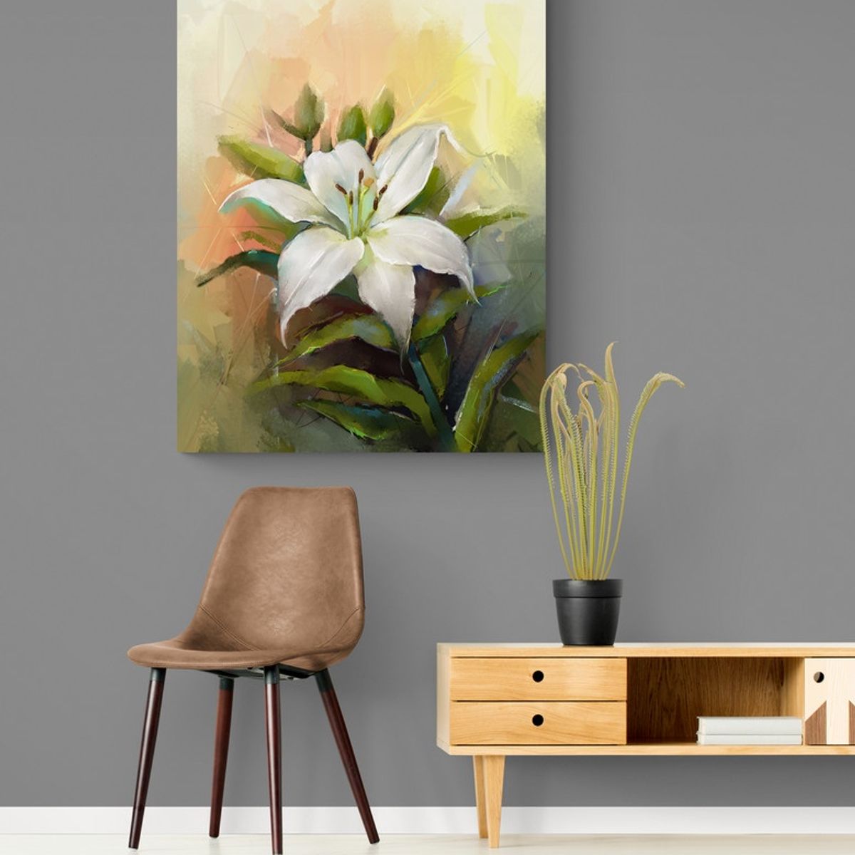 TAYRONA STORE - Cuadro En Lienzo Para Comedor Pintura Flores 136 60x80cm