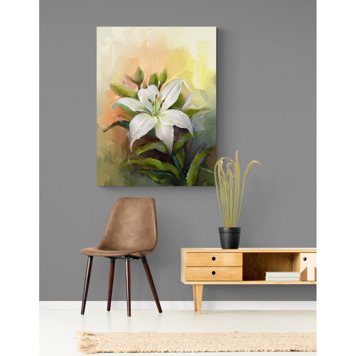 TAYRONA STORE - Cuadro En Lienzo Para Comedor Pintura Flores 136 60x80cm