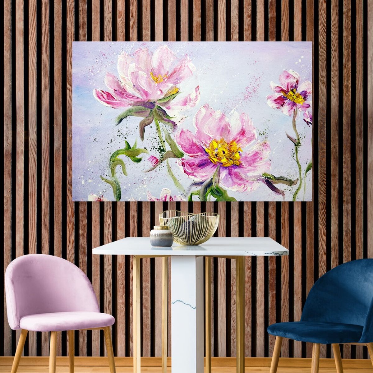 TAYRONA STORE - Cuadro En Lienzo Para Comedor Pintura Flores 287 50x35cm