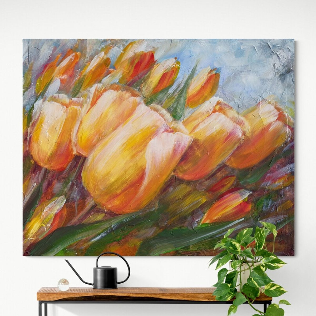 TAYRONA STORE - Cuadro En Lienzo Para Comedor Pintura Flores 295 100x80cm