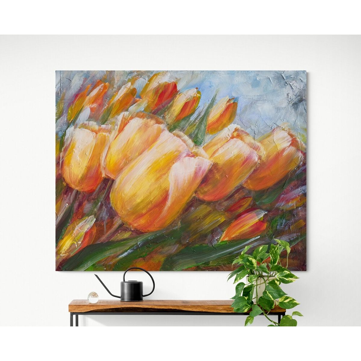 TAYRONA STORE - Cuadro En Lienzo Para Comedor Pintura Flores 295 100x80cm