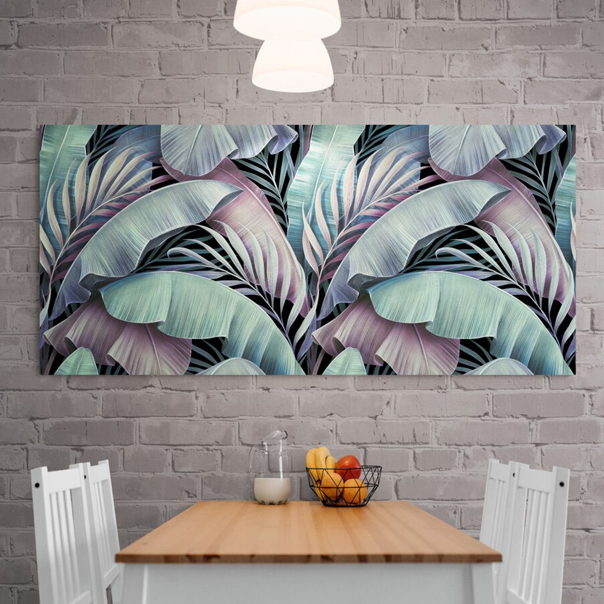 TAYRONA STORE - Cuadro En Lienzo Para Comedor Hojas Verdes 153 110x50cm