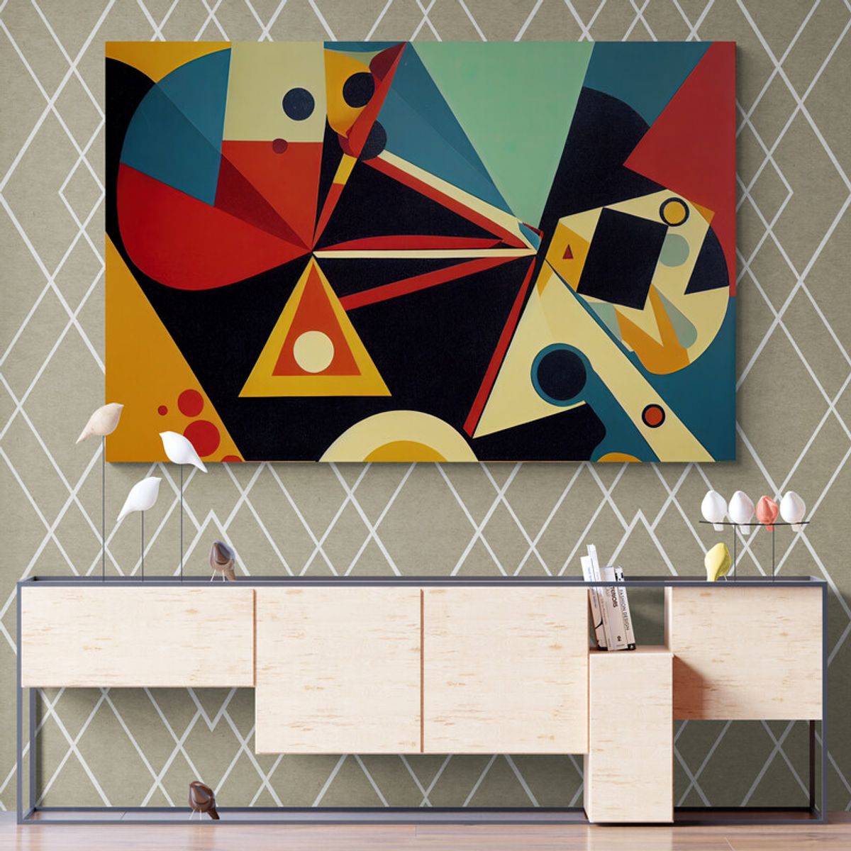 TAYRONA STORE - Cuadro En Lienzo Para Comedor Abstracto Colores 320 50x35cm