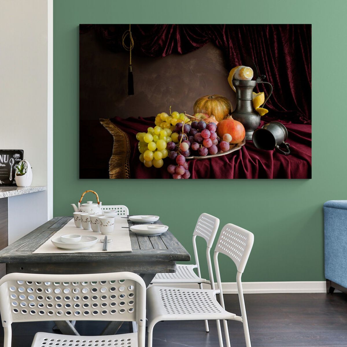 TAYRONA STORE - Cuadro En Lienzo Para Comedor Bodegon Flores 206 120x80cm