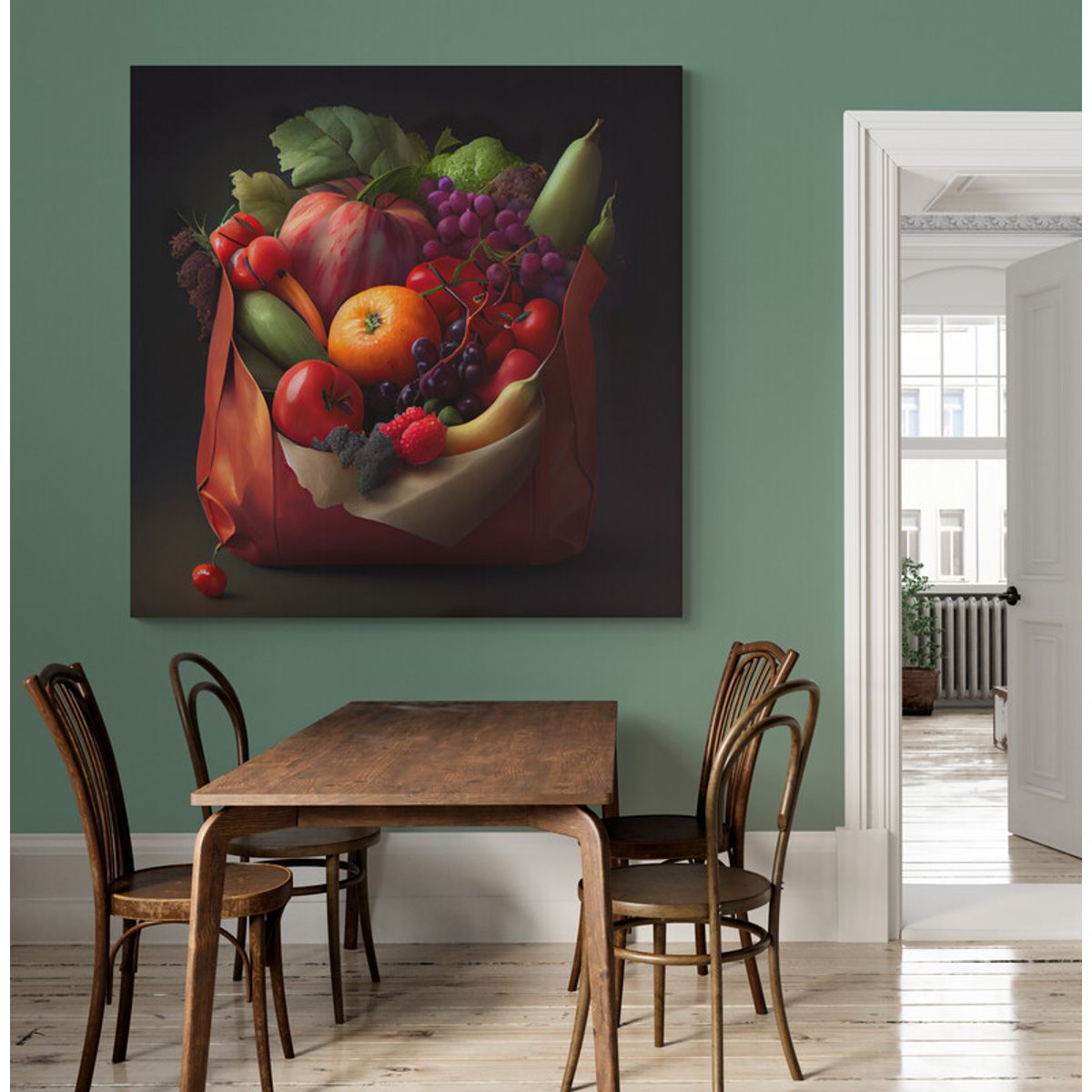TAYRONA STORE - Cuadro En Lienzo Para Comedor Bodegon Frutas 263 120x120cm