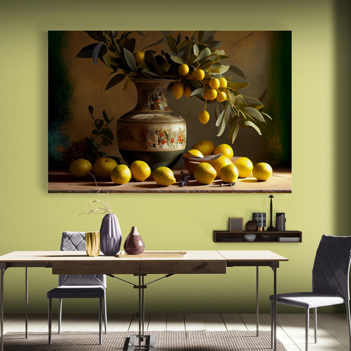 TAYRONA STORE - Cuadro En Lienzo Para Comedor Bodegon Frutas 283 120x80cm