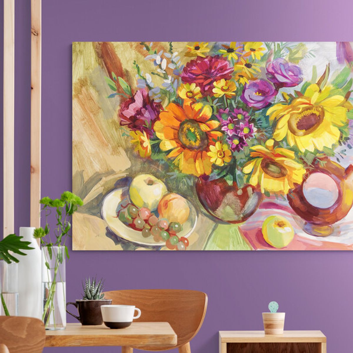 TAYRONA STORE - Cuadro Lienzo Para Comedor Bodegon Girasoles 134 150x100cm