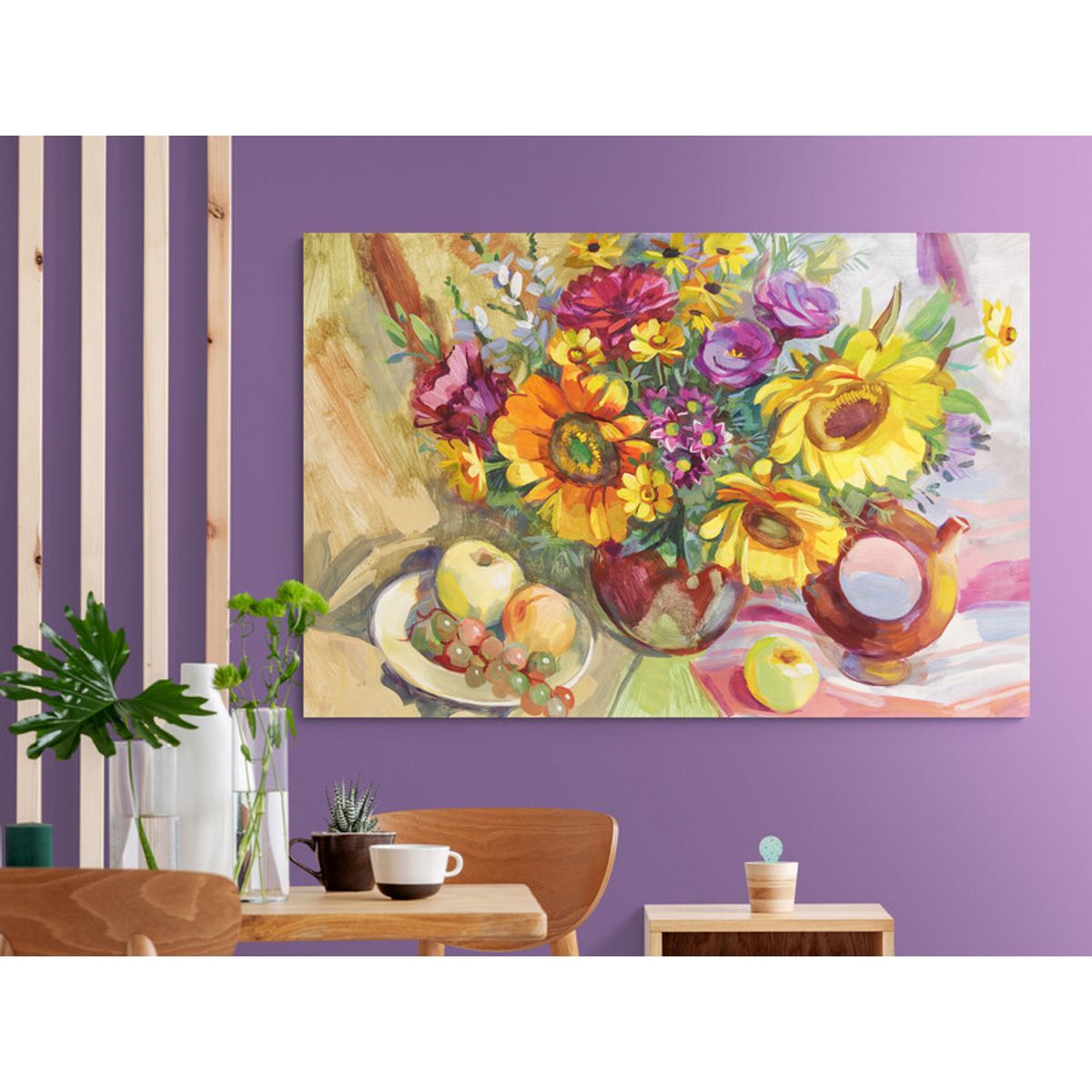 TAYRONA STORE - Cuadro Lienzo Para Comedor Bodegon Girasoles 134 150x100cm