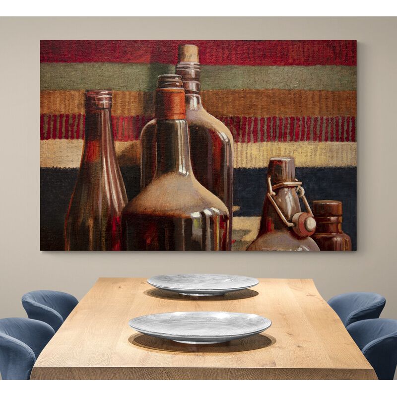 TAYRONA STORE - Cuadro En Lienzo Para Comedor Bodegon Botellas 175 50x35cm