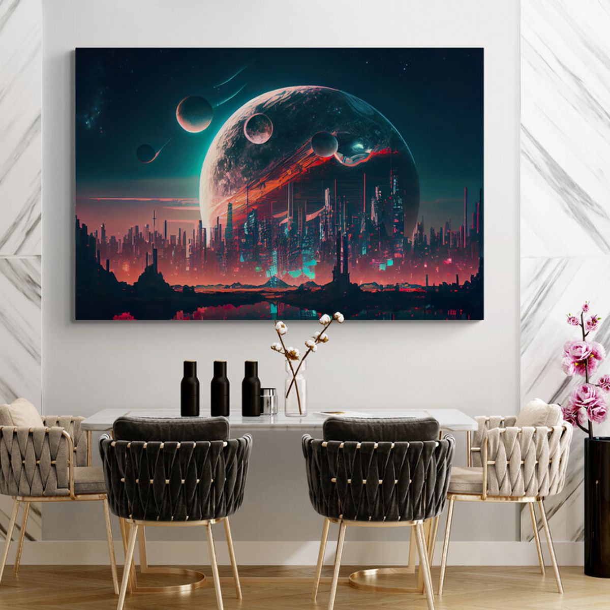 TAYRONA STORE - Cuadro En Lienzo Para Comedor Pintura Ciudad 199 150x100cm