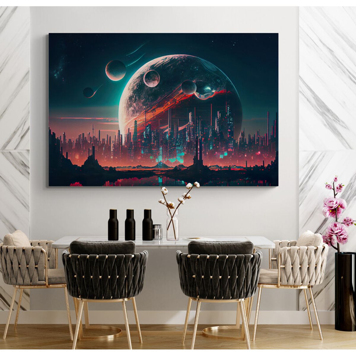 TAYRONA STORE - Cuadro En Lienzo Para Comedor Pintura Ciudad 199 150x100cm