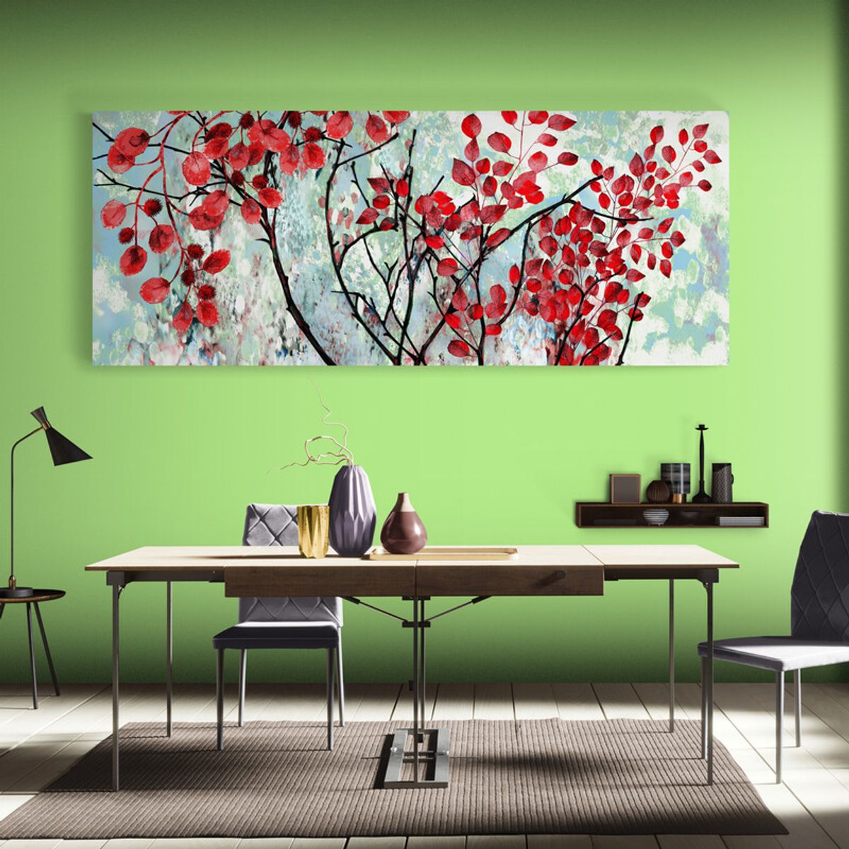 TAYRONA STORE - Cuadro En Lienzo Para Comedor Arbol Colores 05 100x40cm