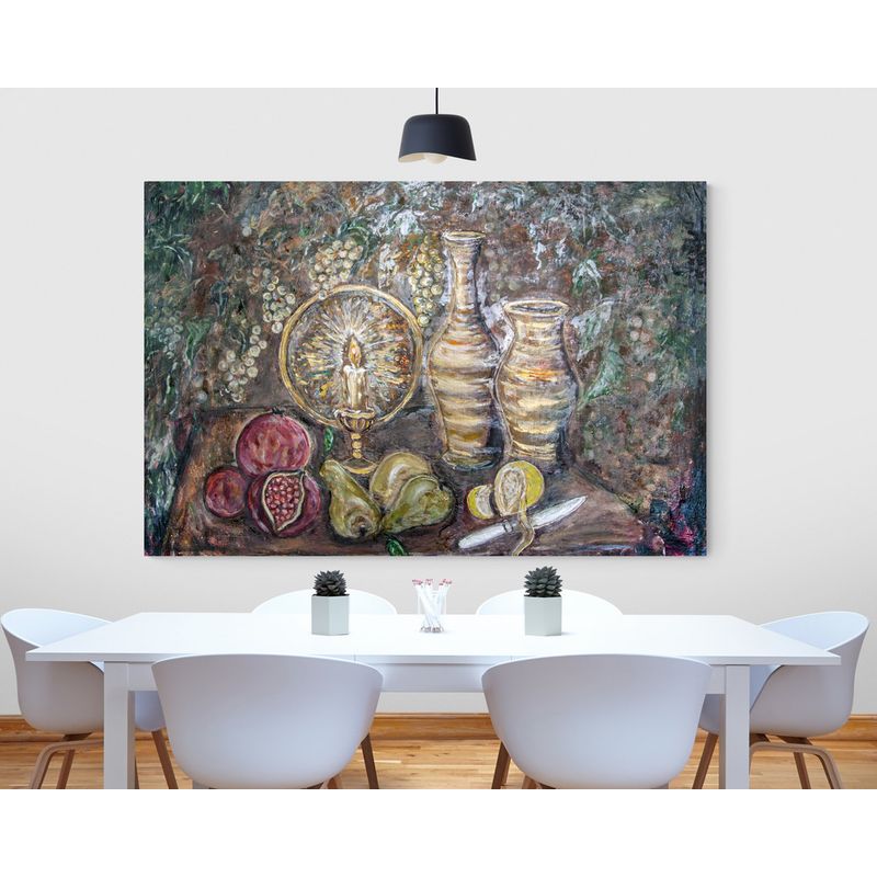 TAYRONA STORE - Cuadro En Lienzo Para Comedor Bodegon 048 100x70cm