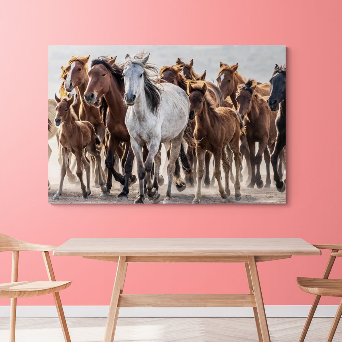 TAYRONA STORE - Cuadro En Lienzo Para Comedor Caballos 128 70x50cm