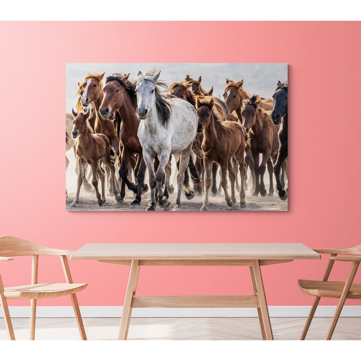TAYRONA STORE - Cuadro En Lienzo Para Comedor Caballos 128 70x50cm