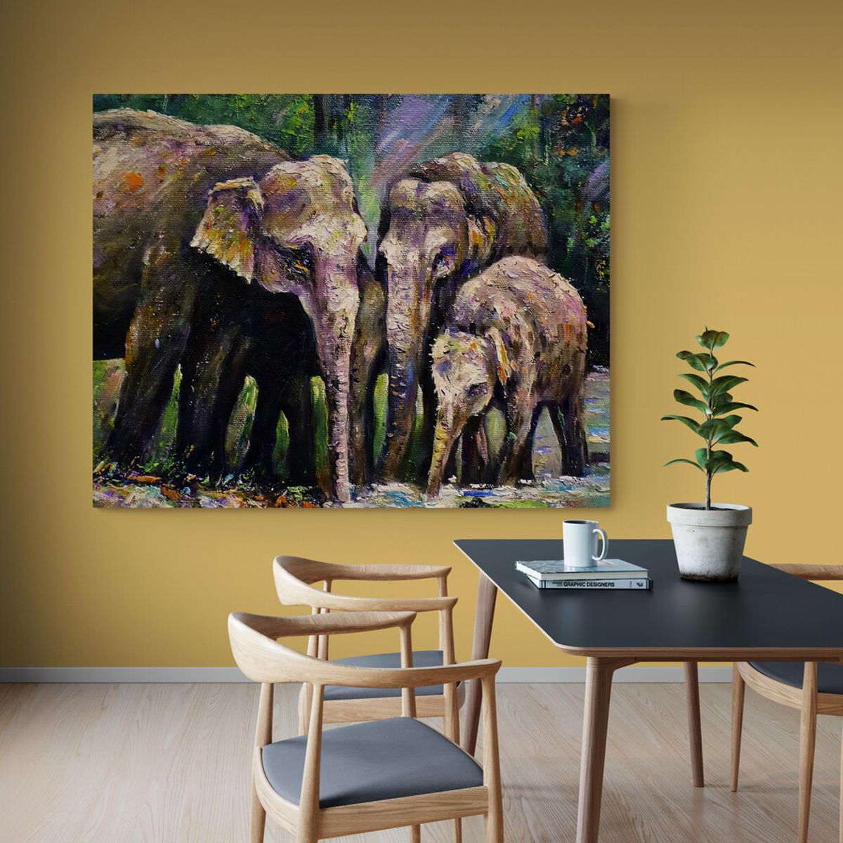 TAYRONA STORE - Cuadro En Lienzo Para Comedor Elefante 083 150x120cm