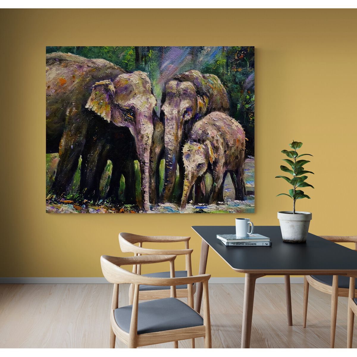 TAYRONA STORE - Cuadro En Lienzo Para Comedor Elefante 083 150x120cm