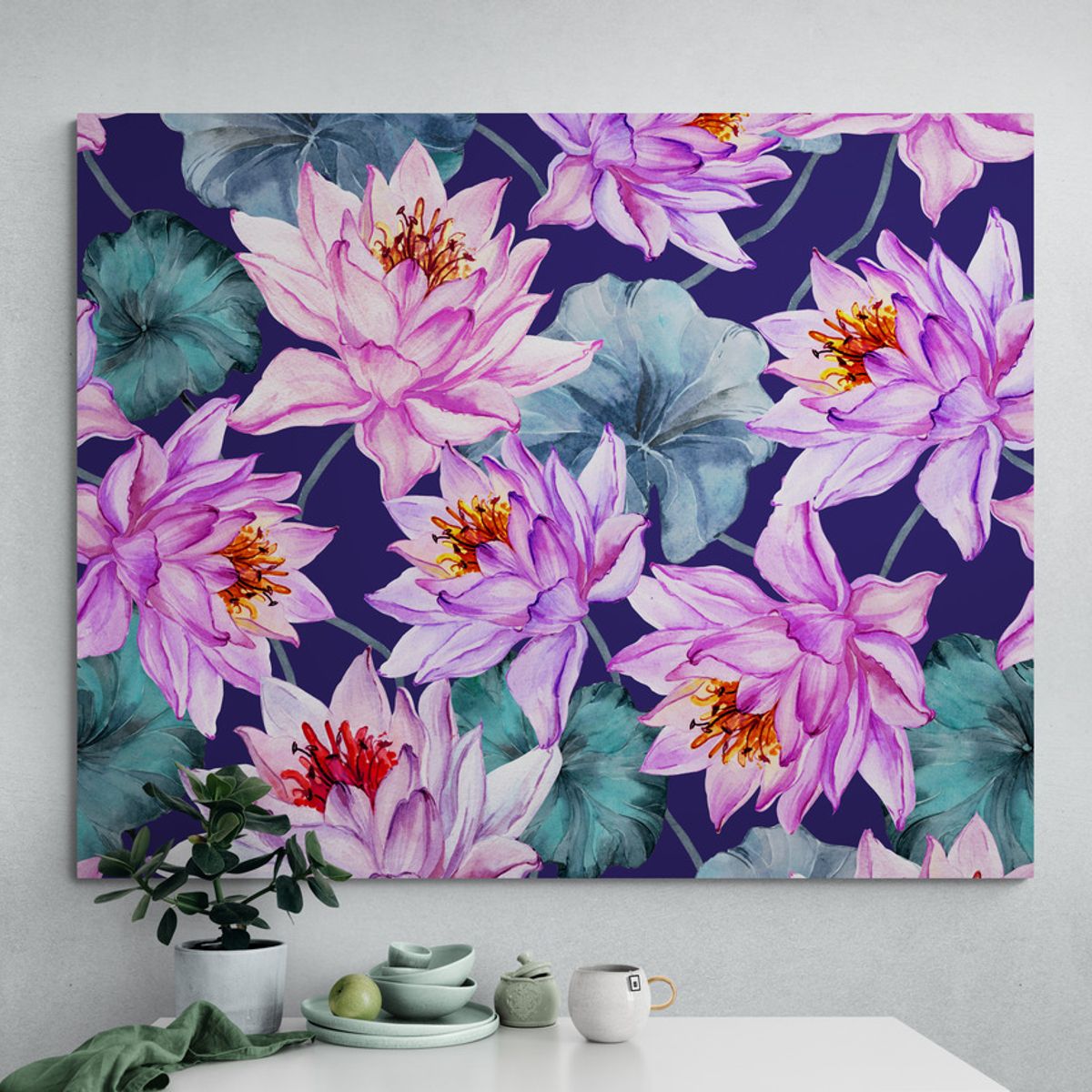 TAYRONA STORE - Cuadro En Lienzo Para Comedor Flor De Loto 023 50x40cm