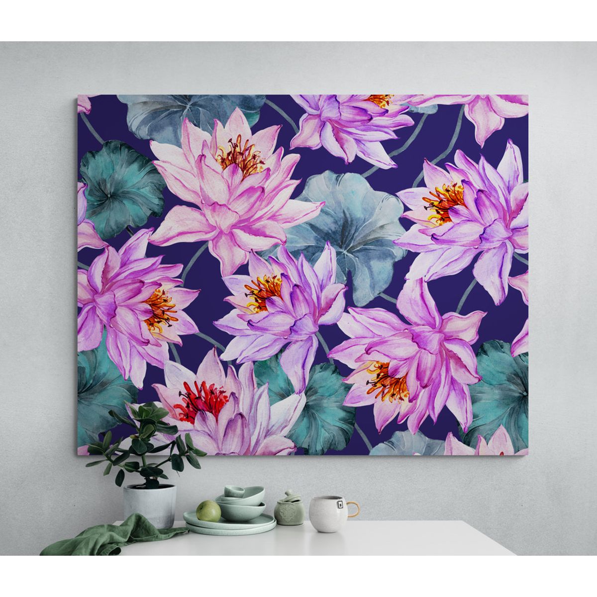 TAYRONA STORE - Cuadro En Lienzo Para Comedor Flor De Loto 023 50x40cm