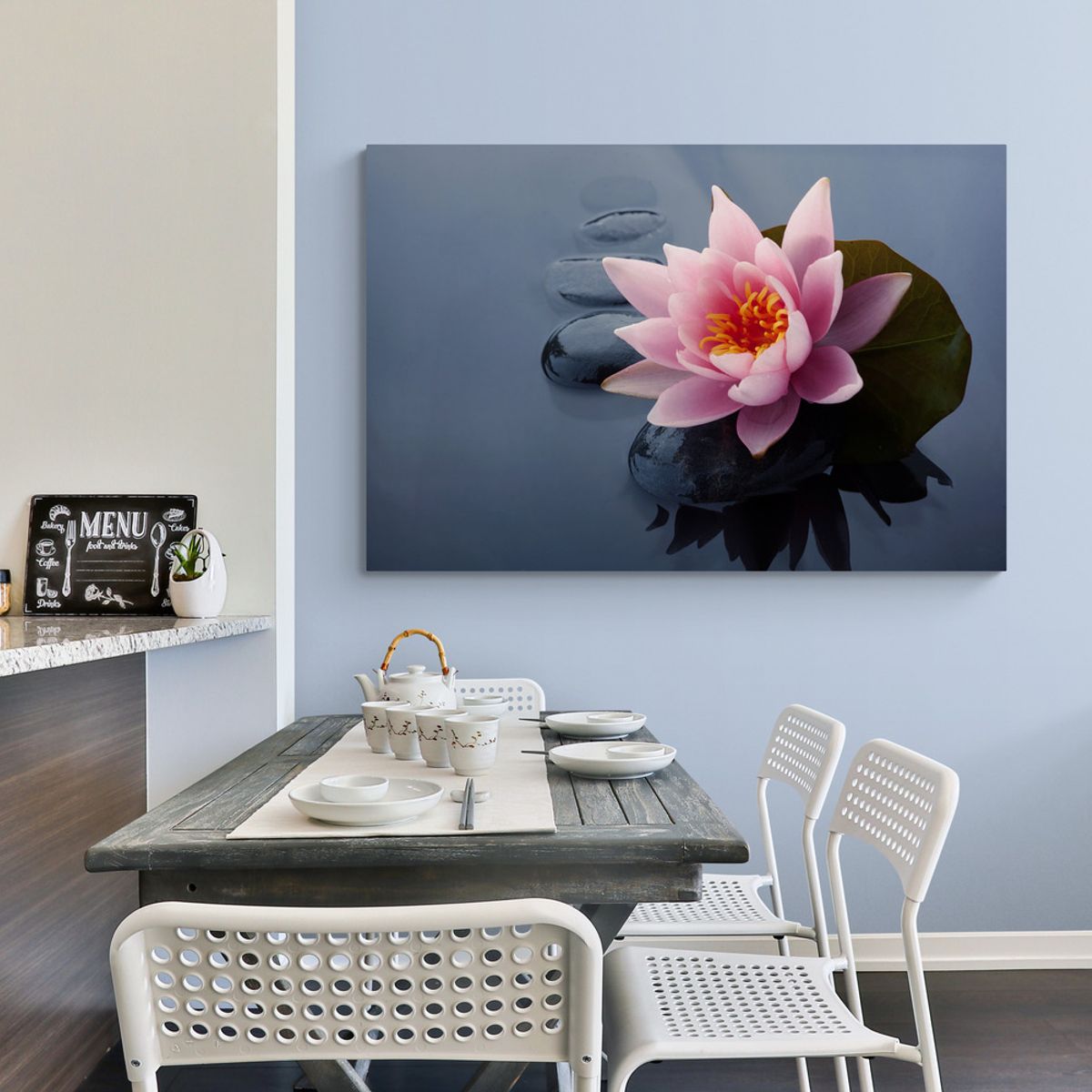 TAYRONA STORE - Cuadro En Lienzo Para Comedor Flor De Loto 036 50x35cm