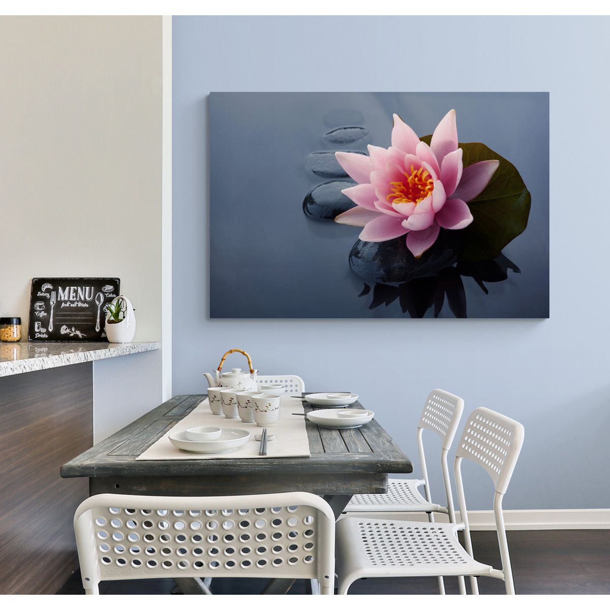TAYRONA STORE - Cuadro En Lienzo Para Comedor Flor De Loto 036 50x35cm