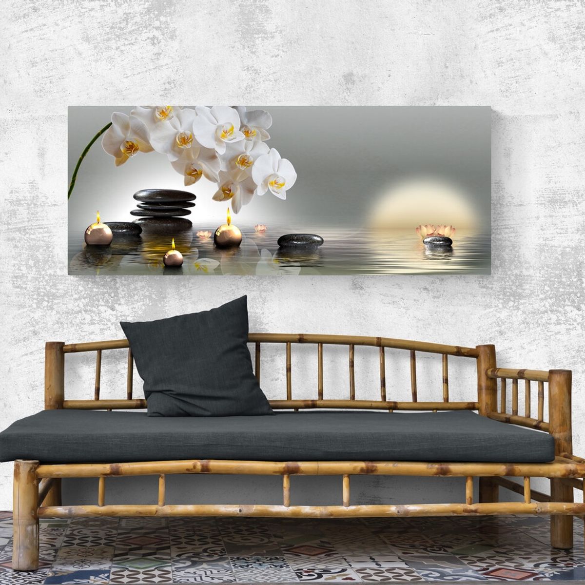 TAYRONA STORE - Cuadro En Lienzo Para Comedor Jardin Zen 06 150x60cm