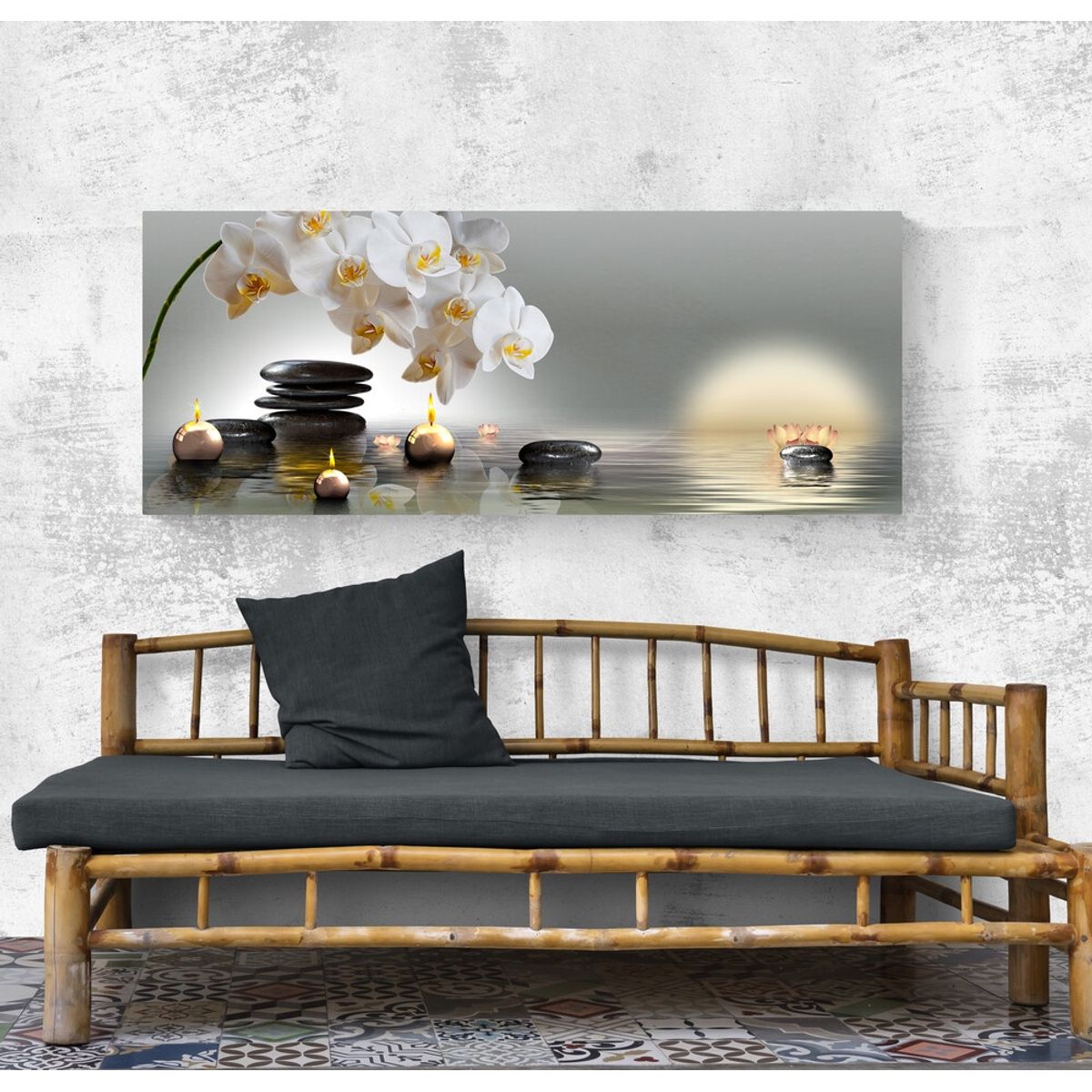TAYRONA STORE - Cuadro En Lienzo Para Comedor Jardin Zen 06 150x60cm