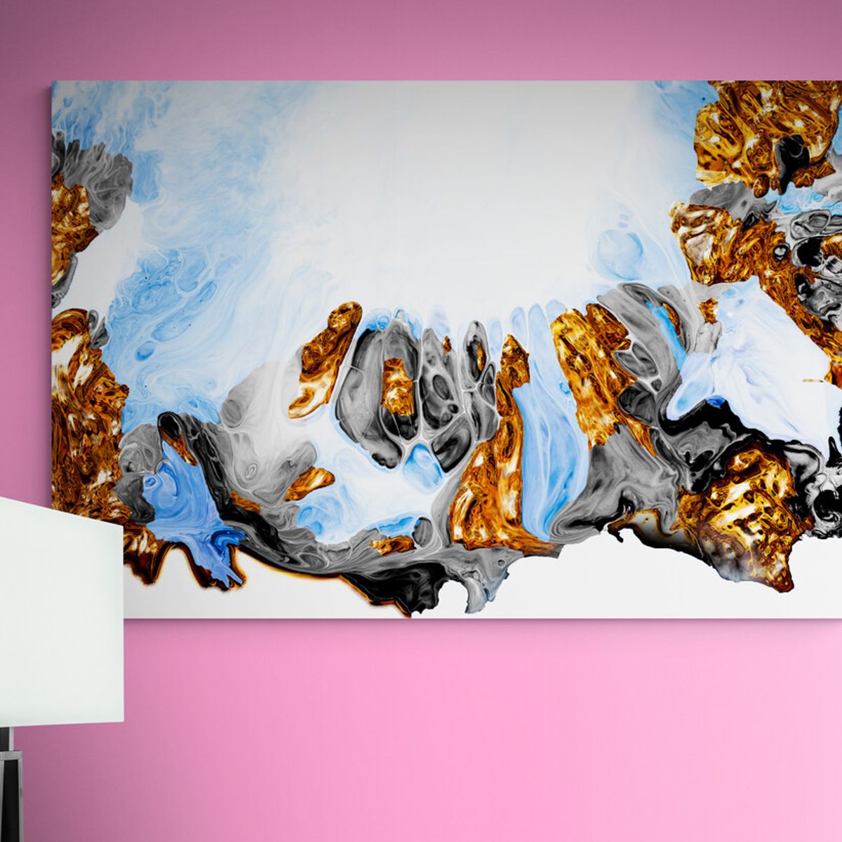 TAYRONA STORE - Cuadro Lienzo Comedor Pintura Abstracta Con Oro 23 100x80cm