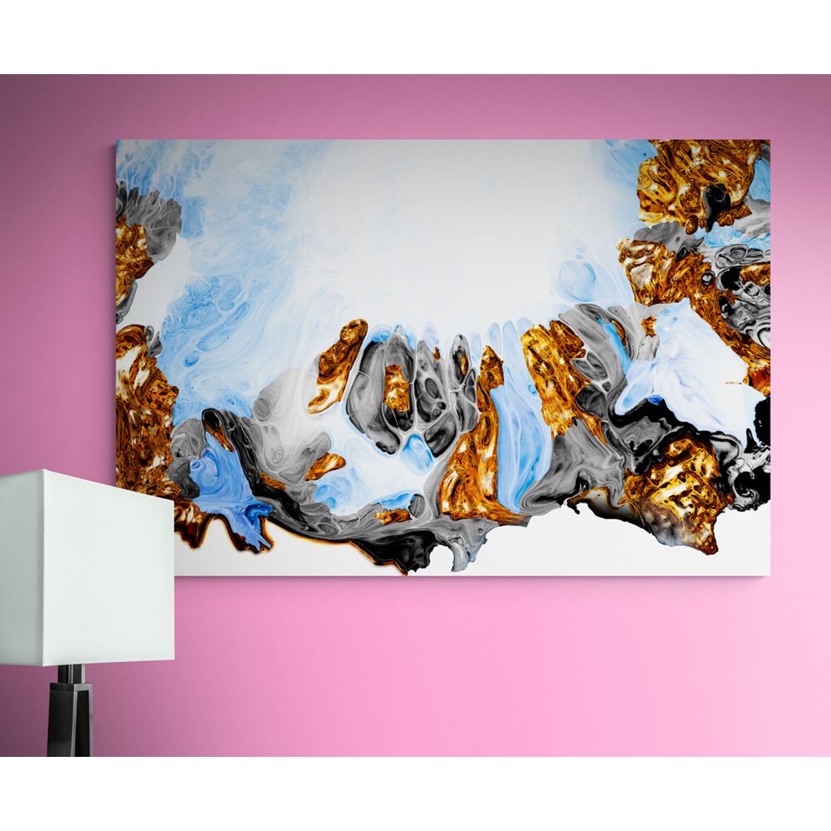 TAYRONA STORE - Cuadro Lienzo Comedor Pintura Abstracta Con Oro 23 100x80cm