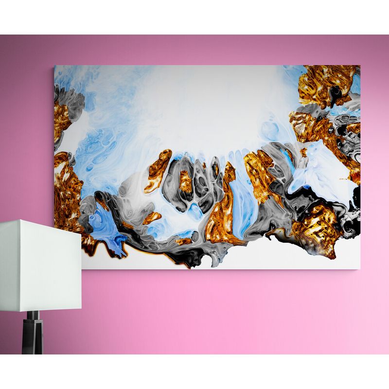 TAYRONA STORE - Cuadro Lienzo Comedor Pintura Abstracta Con Oro 23 100x80cm