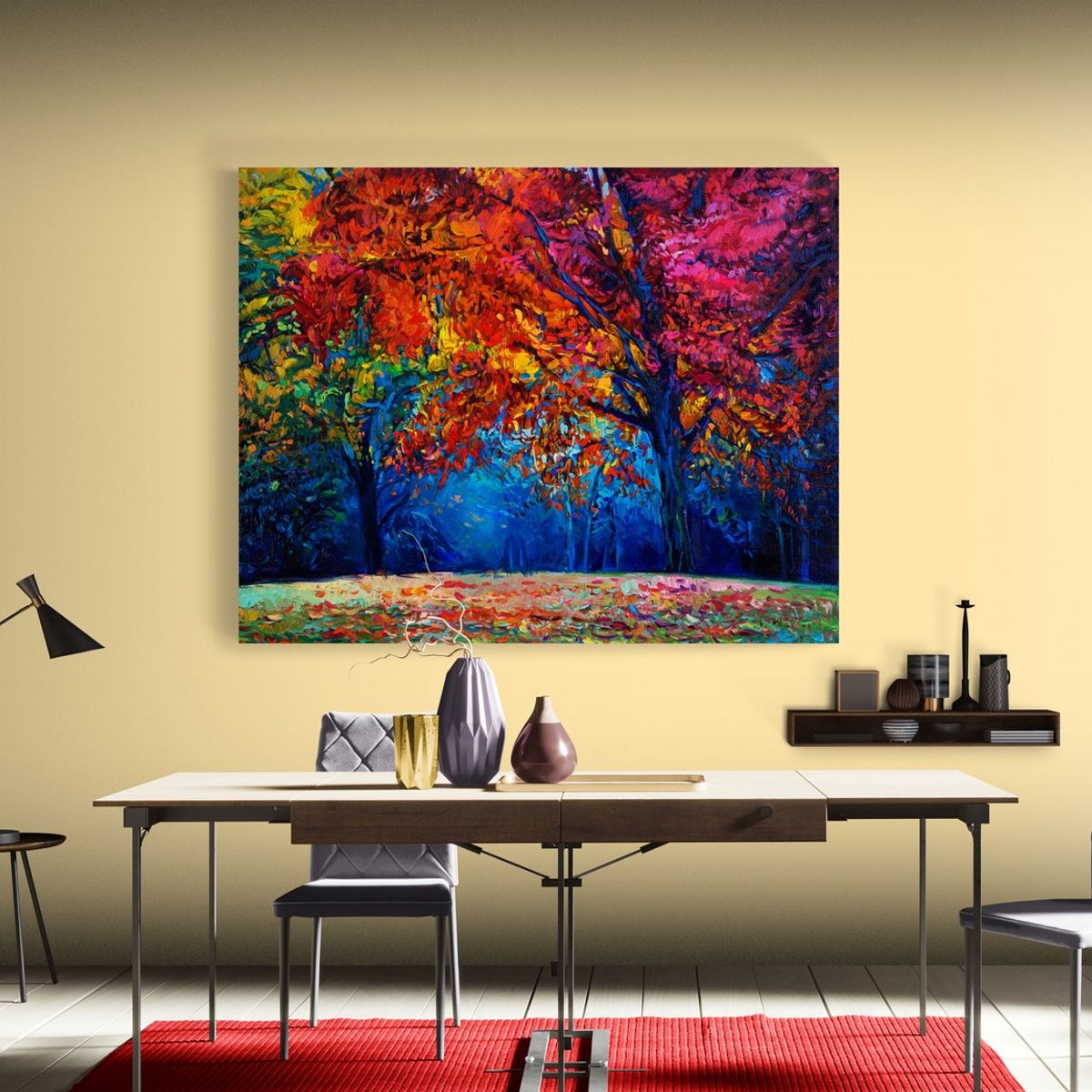 TAYRONA STORE - Cuadro En Lienzo Para Comedor Pintura Arboles 055 50x40cm