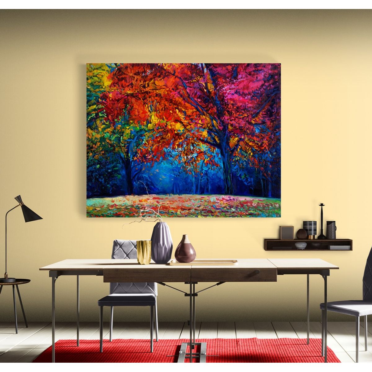 TAYRONA STORE - Cuadro En Lienzo Para Comedor Pintura Arboles 055 50x40cm