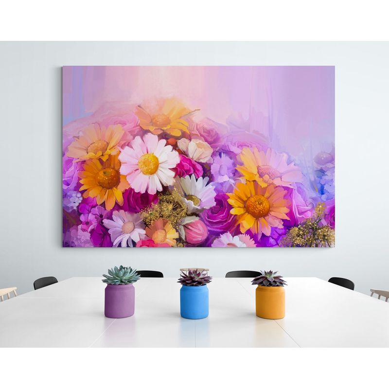 TAYRONA STORE - Cuadro En Lienzo Para Comedor Pintura Flores 156 100x70cm